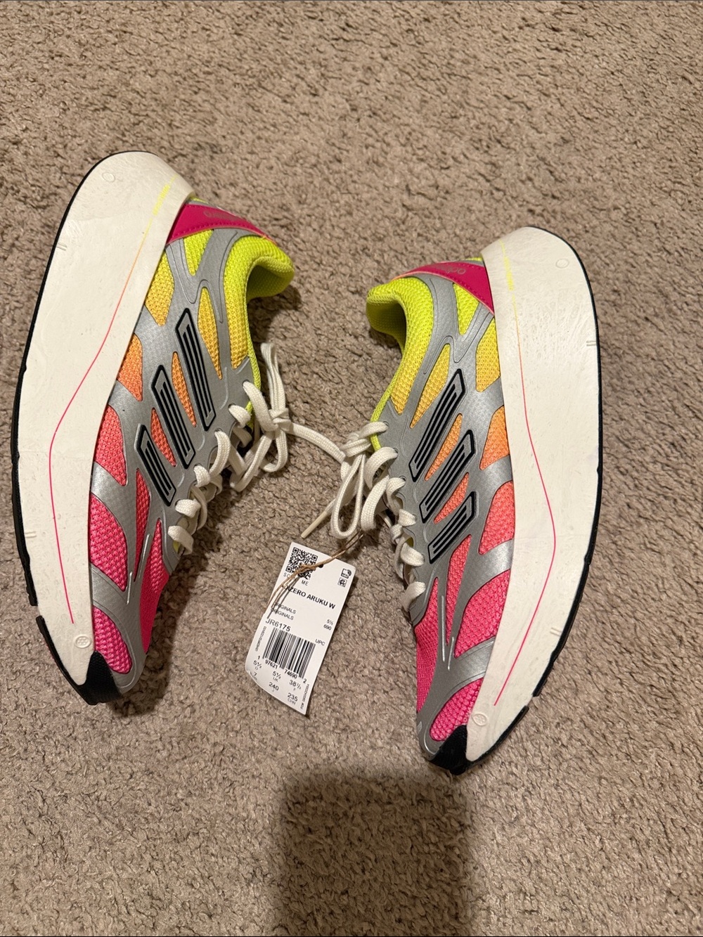 Adidas Adizero Aruku Women’s Athletic Shoes in Pink, Yellow & Silver